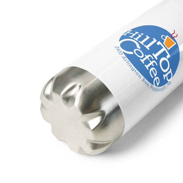Hilltop Coffee Water Bottle (White, Blue logo)